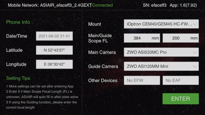 Astrophotography with ASIair Pro: start